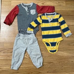 Baby boy striped bodysuits and pants